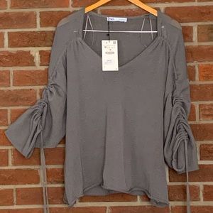 NWT ZARA adjustable sleeve oversized gray sweater
